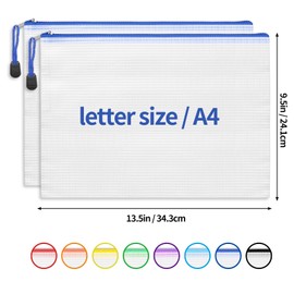 EOOUT 24pcs Mesh Zipper Pouch Bags, A4 Zipper Bags for Organizing Storage, Waterproof Zipper Pouches, Letter Size, File Bags for School, Toys, Puzzle, Board Games and Office Supplies