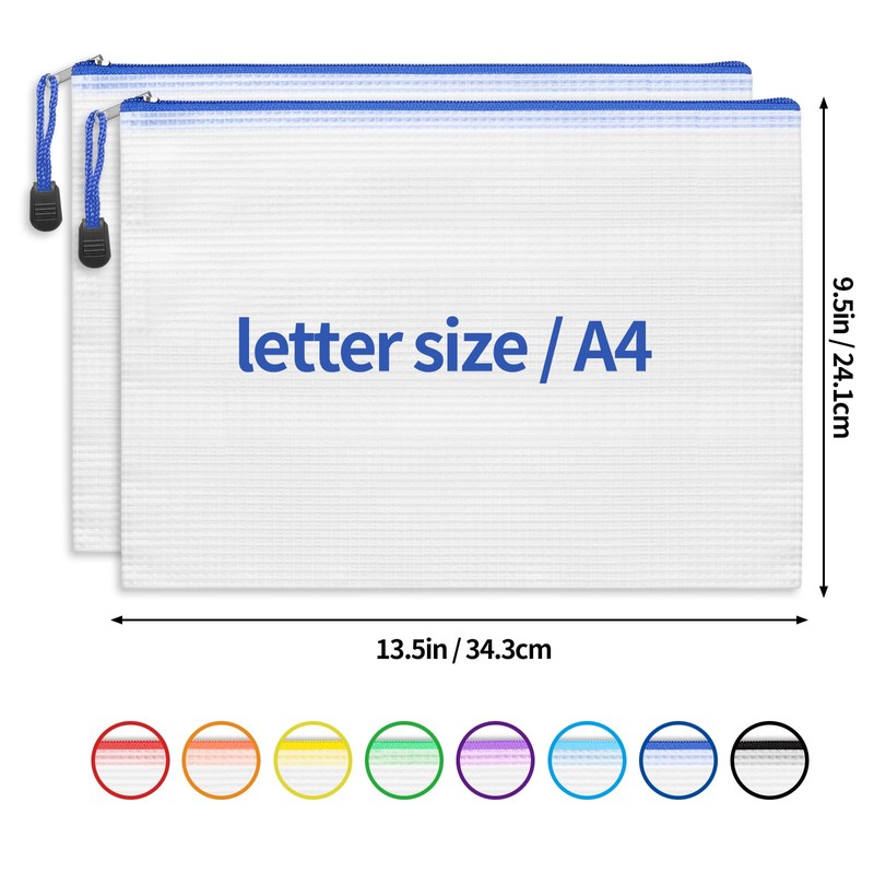 EOOUT 24pcs Mesh Zipper Pouch Bags, A4 Zipper Bags for