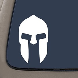 NI317 Spartan Helmet of King Leonidas Sticker Decal | White Vinyl | 300 Decal | 5.5-Inches By 3.3-Inches