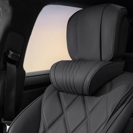 Treesiche Car Neck Pillow for Headrest, Car Headrest Cushion for Driving with Adjustable Strap, 1 Piece, Black