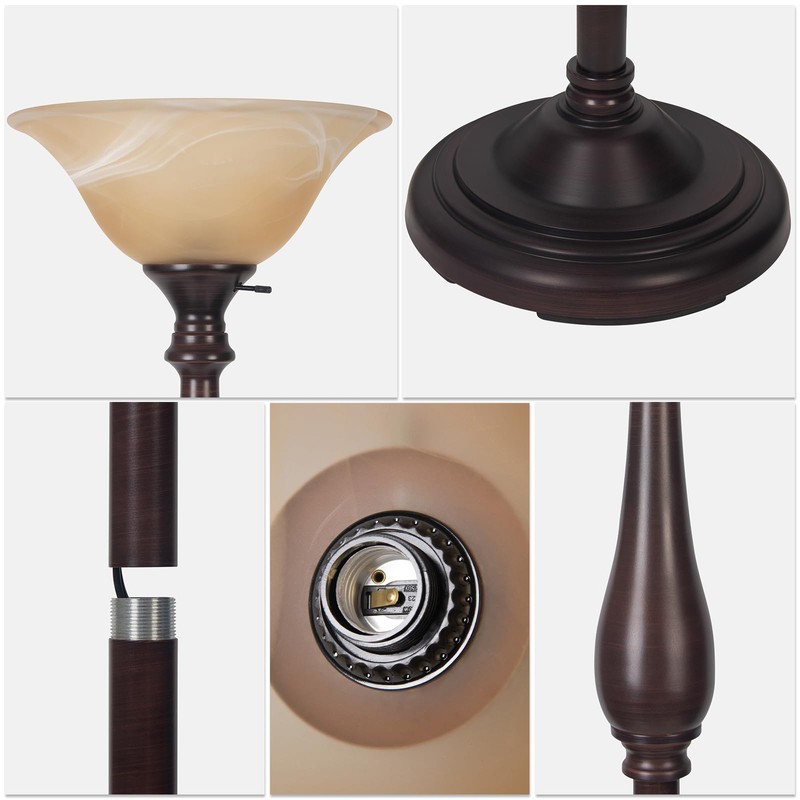 HonoDing Torchiere Floor Lamp for Living Room, Standing Lamp with