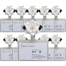 Ribbon Rosa Specialty Shop Rose Name Tag Nameplate, Set of 10, Insignia, Compatible with Vertical Business Cards, Business Card Holder, Recitals, Events, Parties, Ceremonies, Competitions (White)