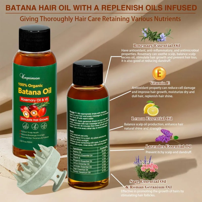 Aceite De Batana Orgánico Umpeimvon, Paquete De 2, 200 Ml