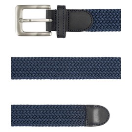Streeze 32mm Elasticated Stretch Belt - Braided Elastic Webbed Belt with Silver Rectangular Buckle Available in 5 colours and 6 Sizes (Navy, 2XL)