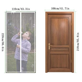 Magnetic Screen Door 130x240cm,Anti Mosquito Mesh Fly Curtain Top-to-Bottom Seal Automatically for Balcony Sliding Living Room Children's Room