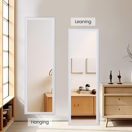 Beauty4U Full Length Mirror Wall Mirror Full Body Dressing Mirror Wall Mounted Hanging for Dorm Home, 50"x 14", White