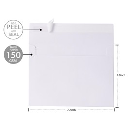 Janvale 5x7 Envelopes 50 Pack, A7 White Envelopes for Invitations, 5 1/4” x 7 1/4” Large for Weddings, Invitations, Greeting Cards, Postcards, Photos, Mailing, Quick Self Seal.