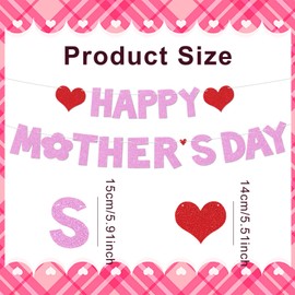 Mothers Day Banner, Glitter Mothers Day Decorations, Happy Mothers Day Bunting for Mothers Day Anniversary Photo Booth Background Decoration DIY Party Supplies-1