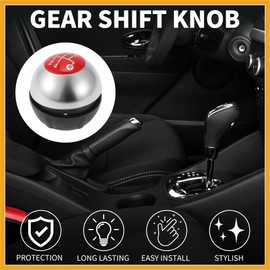 Partuto 5 Speed Manual Gear Shifter Knob for Fiat 500C | Front Automotive Gearbox Stick Shifter Lever Knob Black Silver Tone Plastic 1 Pcs Replacement