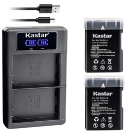 Kastar 2 Battery + LCD Dual Charger for Nikon EN-EL14, EN-EL14a, MH-24 and Coolpix P7000 Coolpix P7100 Coolpix P7700 Coolpix P7800, Nikon D3100 D3200 D3300 D3400 D3500 D5100 D5300 D5500 D5600 Df DSLR