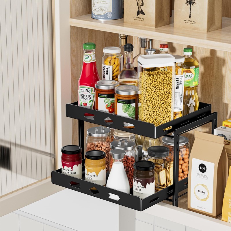 BOIVSHI Spice Organization for Cabinet, 2-Tier Cabinet Spice Rack, Height