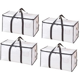 Cypselthos 4 Pack Clear Moving Bags, 88L Heavy Duty Totes for Storage, Storage Bags with Zipper, for Clothes, Comforter, Plush Toys, Bedding