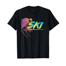 Retro Style Ski Tshirt Snow Ski Tshirt 80's Ski Costume