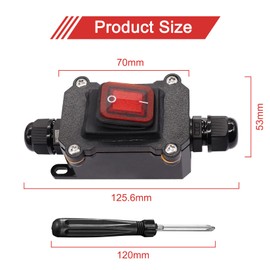Idota Inline Cable Switch IP66 Waterproof AC220V Switch with Mini Screwdriver Rocker Switch Cable Switch Push Button On/Off Rocker Switch for Outdoor Use