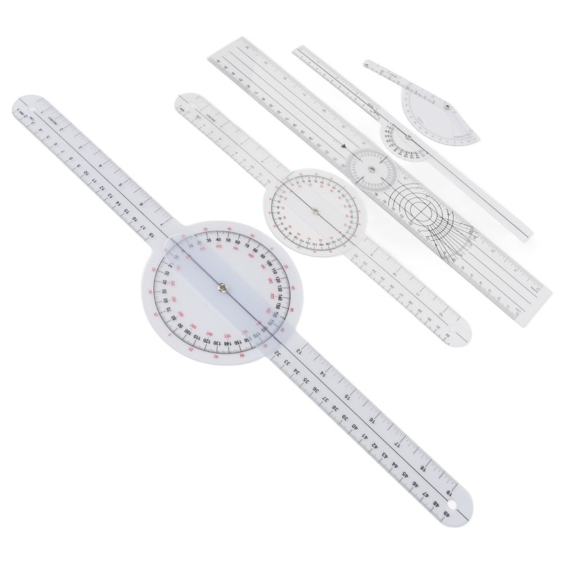 5Pcs Medical Goniometer Transparent Plastic Multifunction Joint Goniometer Set Kit