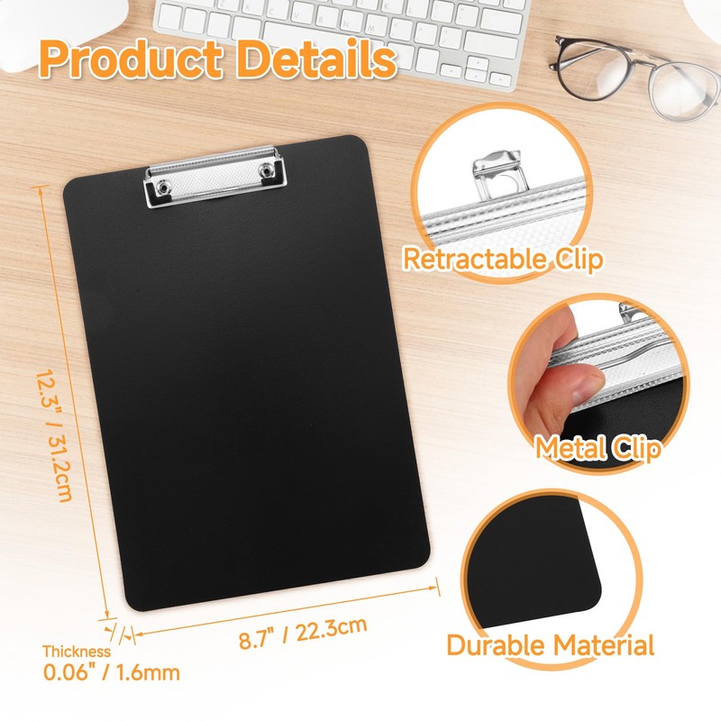 Filhome A4 Clipboard 5 Pieces Writing Board Clipboard Folder with