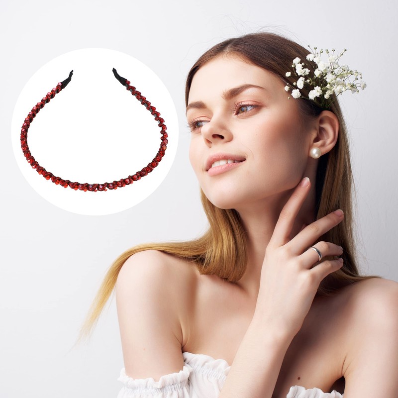 VOCOSTE Hair Hoop Women Headband Headband Rhinestone 0.6cm Width 1pcs
