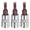 HARFINGTON 3pcs FD4 Slotted Bit Socket 1/4" Square Drive Flat