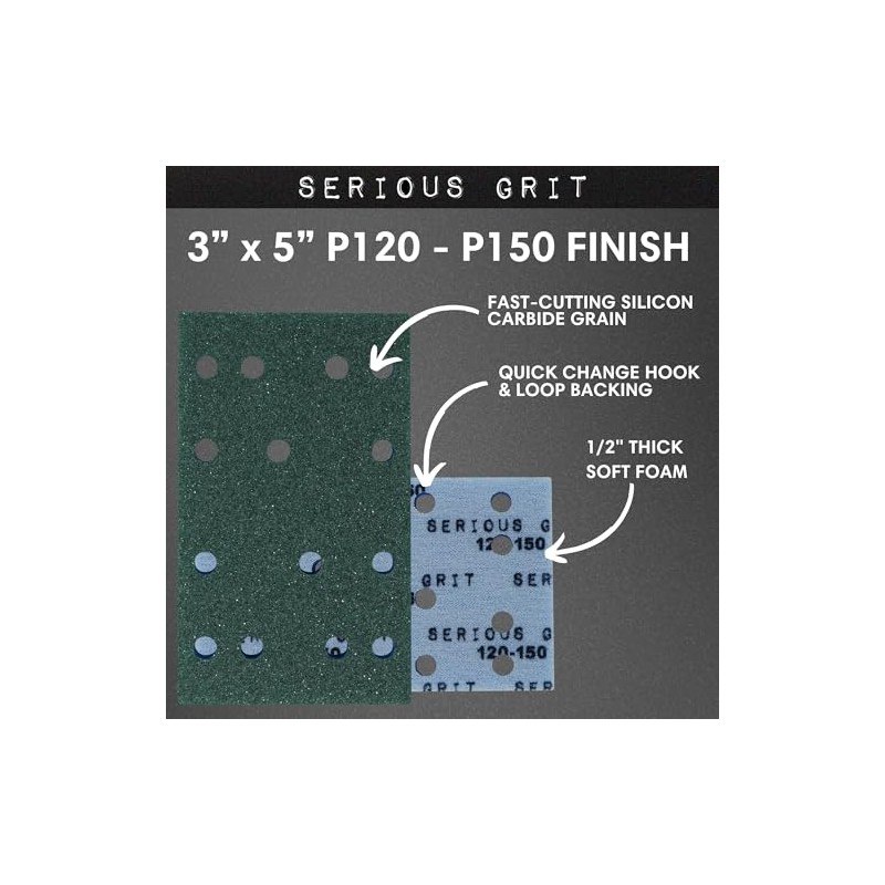 Serious Grit - 3" x 5" (80x133mm) Foam Sanding Pads