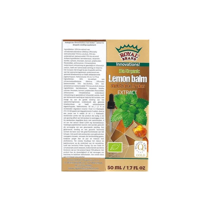 Lemon Balm + Amber Extract/Organic Lemon Balm + Organic Baltic