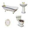 predolo Dollhouse Miniature Ceramic Bathroom Set Accessories 1:12 Model Including