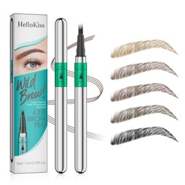 Eyebrow Pencil, Microblading Eyebrow Pen with 4 Fork Tip, Waterproof Eye Brow Pencil For Makeup, Precise Brush Create Natural Hair-Like Brows, Last All Day, Shaping, Defined (Brown)