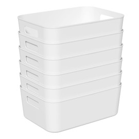 Kekow Pantry Organization Bin, 6-Pack Plastic Storage Bin, White