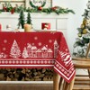 Horaldaily Christmas Tablecloth 52×70 Inch Rectangular, Red Snow House Pine