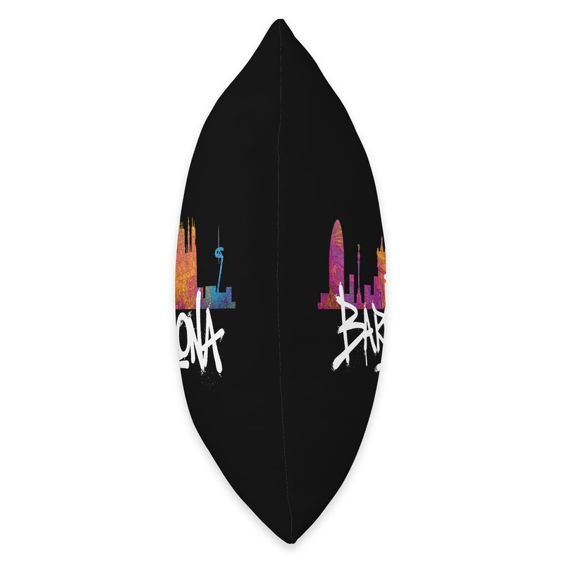 Barcelona Skyline Graffiti Lettering Throw Pillow