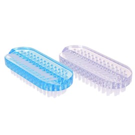 UTENEW 2 Pieces Plastic Nail Brush Two-sided Hand Cleaning Scrubbing Brushes, Clear and Blue