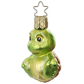 Inge-Glas Christmas Tree Decoration with Star Crown, Hand-Painted and Mouth-Blown, Mini Tortoise, 6 cm