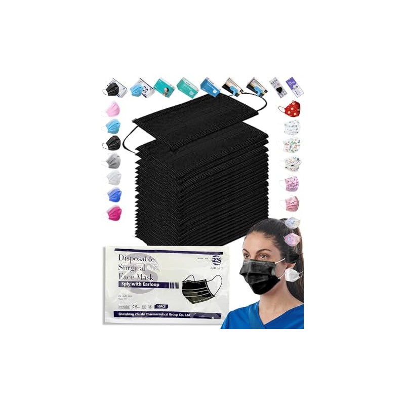 40 Pcs Disposable_Face_Masks with Elastic Earloop 3-ply Face Mouth Hygiene