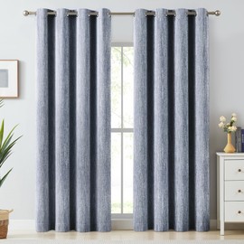 Melodieux Elegant Cotton Room Darkening Blackout Curtains for Living Room Bedroom Thermal Insulated Privacy Grommet Window Curtain Panels, 52 by 96 Inch, Navy Blue(1 Panel