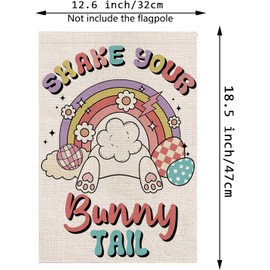 Easter Garden Flag Shake Your Bunny Tail Vertical Double Sided Holiday Funny Outdoor Yard Decor 12.5x18 Inch