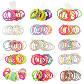 LUFFLOK 150 Pieces Multicolor Hair Ties, 15 Style Hair Bands for Girls and Baby, Hairbands Ponytail Holders Hair Tie, Elastic No Damage Hair Accessories for Kids Girls Infants Toddlers (150 Pcs)