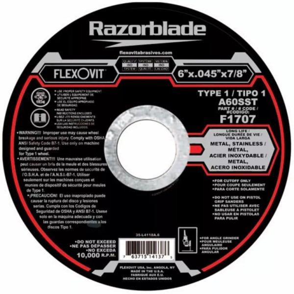 Razorblade FlexOvit 6" Thin Angle Grinder Slicer Wheel Long Life