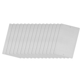 sourcing map Blank Metal Card, 2.6" x 1.8" Brushed 201 Stainless Steel Plate with Holes for DIY Laser Engraving Nameplate, 0.4mm Thick Silver Tone 15 Pcs