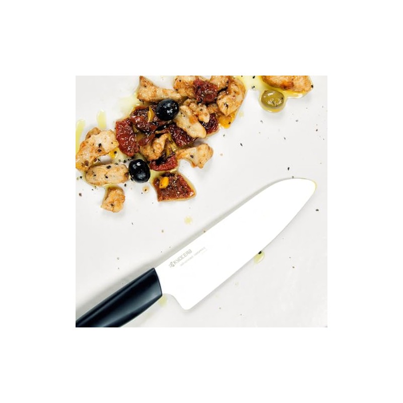 Kyocera FK-140-WH Ceramic Santoku, Chef Knife for Your Cooking Needs,