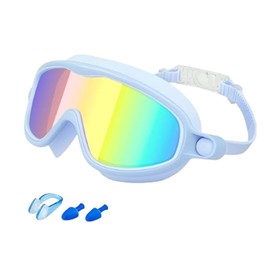 CYCFMYYLY Kids Swimming Goggles, Swimming Goggles Kids with Ear Plugs Nose, Anti Fog & UV Kid Goggles for Boys Girls, Clip on Goggles Kid No Leakage Clear Vision for 3-14 Years Old Child