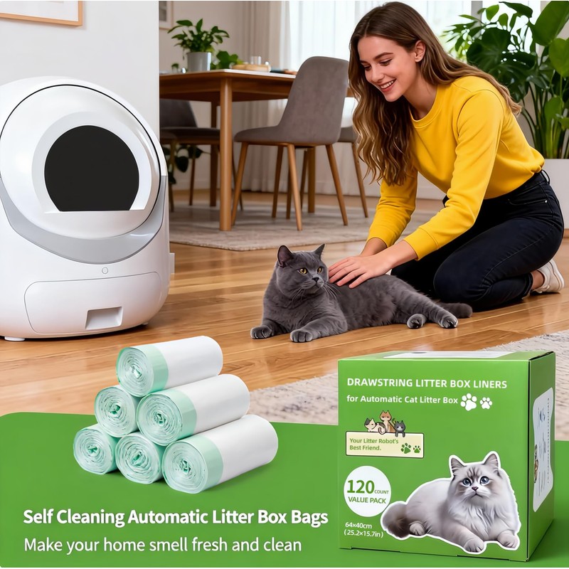 120 Count Cat Litter Box Liners Compatible with Litter Robot