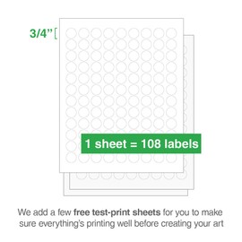 ChromaLabel 19 mm 0.75 Inch Round Printable Labels for Laser & Inkjet Printers, US Letter Size Sheet, 2700 Stickers per Pack, White