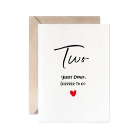 MAGJUCHE Second Anniversary Card, Two Years Down Forever To Go, Romantic 2nd Valentines Day Wedding Card For Husband Wife
