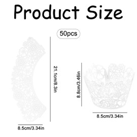 Bojueshaw 50pcs Lace Cupcake Liners,Cupcake Wrappers,Lace Filigree Wedding Cupcake Wrapper,Muffin Papers Holders Toppers for Birthday Party Decoration