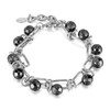 Women's Hematite Power Stone Bracelet, Black Beads, Stainless Steel Chain,