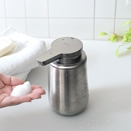 [CICADA] ソープディスペンサー 自動 泡 350ml 詰め替え ステンレス 充電式 防水 吐出量2段階調節 ハンドソープ キッチン 洗面所 IPX5防水 (泡タイプ)