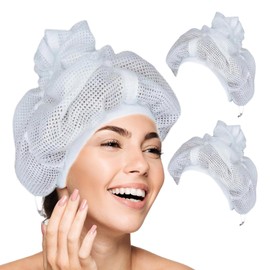 Plopping Hat for Drying Curly Hair Mesh Cap for Curly Hair Mesh Cap for Curly Hair Hair Cap with Adjustable Drawstring (Pack of 2)