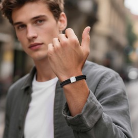 Sailing Rope Bracelet Men's with Letters Surfer Bracelet - Black Sailor Nylon Surf Bracelets with Initial A-Z Letter, Adjustable Surfer Bracelet Gifts for Men Boys Birthday Graduation, Nylon Stainless