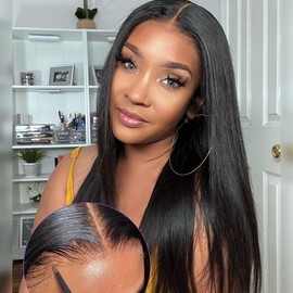 20 INCH Straight Lace Front Wigs Human Hair Pre Plucked 13x4 Lace Frontal Wigs Human Hair 150% Density Frontal Wigs Human Hair with Baby Hair for Women