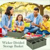 Remerry Sage Green Bathroom Countertop Organizer Caddy, Wicker-Like Divided Basket