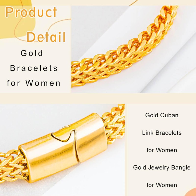 Sinalty Stainless Steel Cuban Link Bracelet Gold Silver Curb Chains